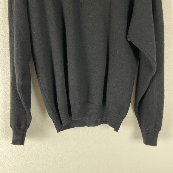 VTG Demetre Pullover Sweater Mens Medium Black Knit 1/4 Zip Wool Blend Hong Kong - Picture 3 of 14